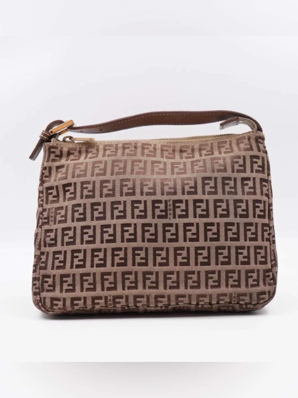 Fendi Brown and Tan Zucca Canvas Wristlet - Picture 1 of 12